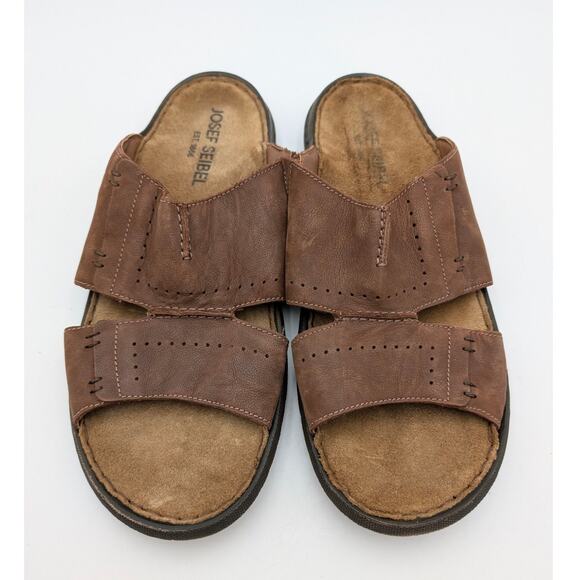 Josef Seibel Logan 21 Comfort Slide Sandal Men\'s Nut Leather Size US13 EU46